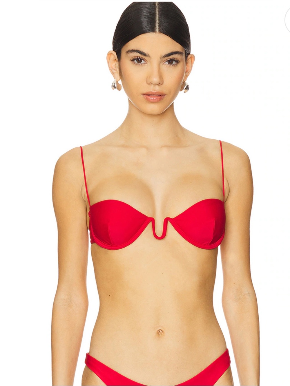 Ziah Fine Strap Wire Balconette Top in Vermilion Red